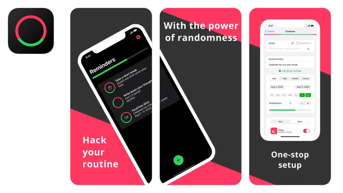 Randominder Reminders App