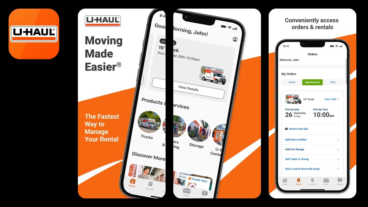 U-Haul truck rental app screenshots