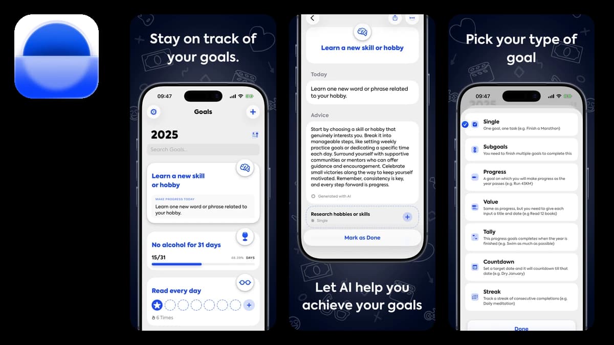 Gola personal goals tracker app