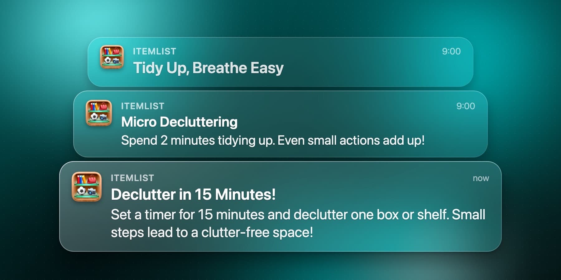 Decluttering reminders in the Itemlist app