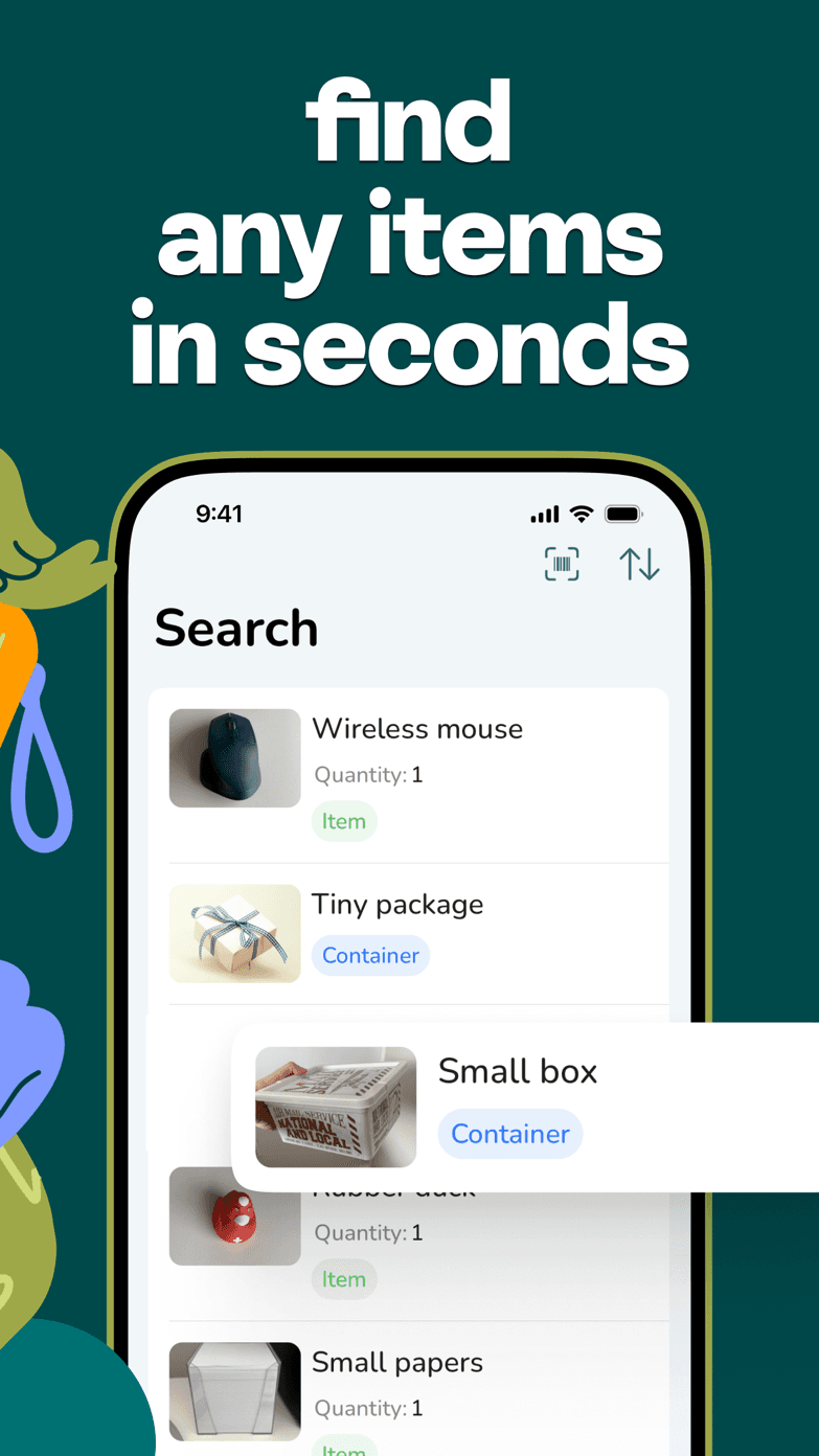 Itemlist app screen